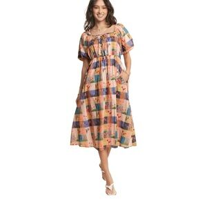 Colorful Patchwork Midi Dress